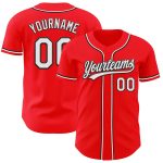 Custom Name and Number Authentic Baseball Jersey - Personalized Fire Red White-Black Team Jersey Personalized Fire Red White-Black