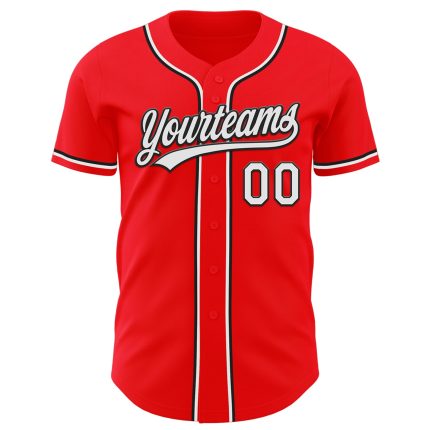 Personalized Red Baseball Jersey with White and Black Accents - Custom Sports Apparel Personalized Fire Red White-Black Baseball