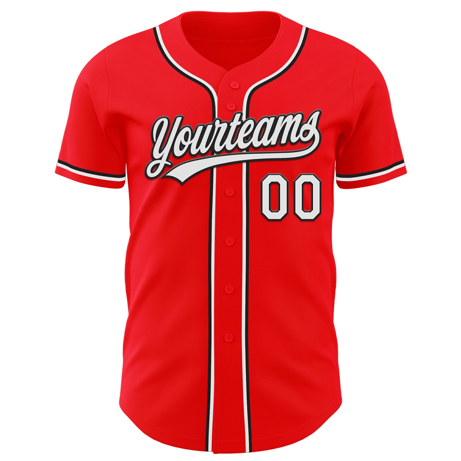 Personalized Red Baseball Jersey with White and Black Accents - Custom Sports Apparel Personalized Fire Red White-Black Baseball - Image 2