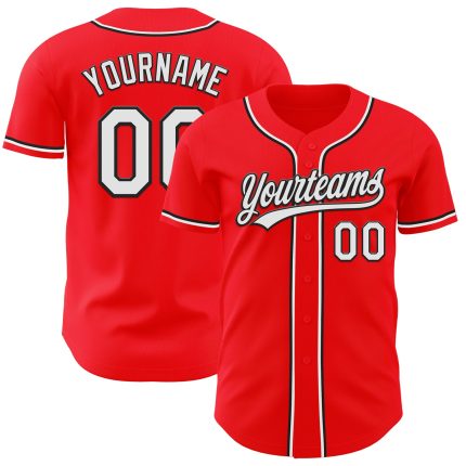 Personalized Red Baseball Jersey with White and Black Accents - Custom Sports Apparel Personalized Fire Red White-Black Baseball