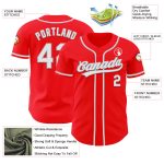 Custom Name and Number Authentic Baseball Jersey - Personalized Fire Red White-Gray Team Apparel Personalized Fire Red White-Gray