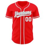 Custom Name and Number Authentic Baseball Jersey - Personalized Fire Red White-Gray Team Apparel Personalized Fire Red White-Gray