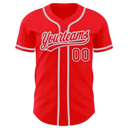 Personalized Fire Red White Gray Baseball Jersey for Men and Women Personalized Fire Red White-Gray Baseball Jersey 2