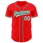 Custom Name and Number Authentic Baseball Jersey - Personalized Fire Red White Kelly Green Team Jersey Personalized Fire