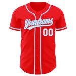 Custom Name Number Baseball Jersey - Personalized Fire Red White Light Blue Authentic Team Apparel Personalized Fire Red