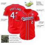 Personalized Custom Name and Number Fire Red White-Navy Baseball Jersey - Authentic Team Apparel Personalized Fire Red White-Navy