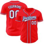 Personalized Fire Red and White-Royal Baseball Jersey for Men, Women, Kids - Custom Team Apparel Personalized Fire Red White-Royal