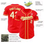 Custom Team Jersey with Personalized Name and Number - Fire Red White Yellow Authentic Baseball Jersey Personalized Fire