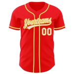 Custom Team Jersey with Personalized Name and Number - Fire Red White Yellow Authentic Baseball Jersey Personalized Fire