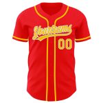 Custom Name Number Authentic Baseball Jersey Fire Red Yellow White Personalized Fire Red Yellow-White Authentic Baseball