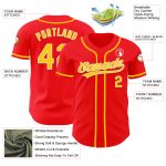 Custom Name Number Authentic Baseball Jersey Fire Red Yellow White Personalized Fire Red Yellow-White Authentic Baseball