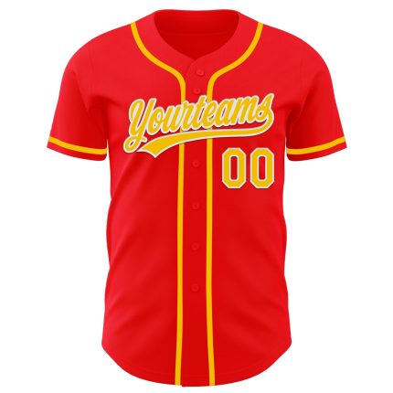 Custom Fire Red Yellow White Baseball Jersey for Personalized Style Personalized Fire Red Yellow-White Baseball Jersey