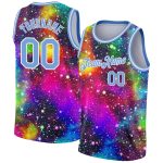 Custom Name Number 3D Basketball Jersey - Personalized Galactic Light Blue-White Authentic Team Gear Personalized Galactic