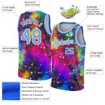 Custom Name Number 3D Basketball Jersey - Personalized Galactic Light Blue-White Authentic Team Gear Personalized Galactic