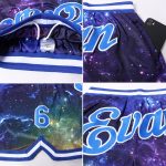 Custom Name and Number Galactic Royal-White 3D Basketball Shorts - Personalized Authentic Team Apparel Personalized Galactic
