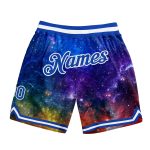 Personalized 3D Galactic Royal-White Basketball Shorts for Men Personalized Galactic Royal-White 3D Basketball Shorts
