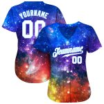 Personalized 3D Galactic Baseball Jersey - White-Light Blue Authentic Design Personalized Galactic White-Light Blue 3D Authentic