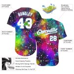 Custom Name and Number 3D Baseball Jersey - Personalized Galactic White and Light Blue Design Personalized Galactic White-Light