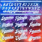 Personalized Varsity Letterman Jacket with Custom Name and Number - White-Light Blue 3D Bomber Design Personalized Galactic