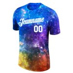 Custom Name and Number 3D Performance T-Shirt in Galactic White-Light Blue for Teams Personalized Galactic White-Light Blue