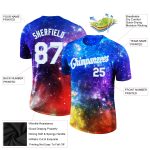 Custom 3D Galactic Performance T-Shirt in White and Light Blue, Personalized Design Personalized Galactic White-Light Blue