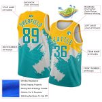 Personalized Gold Aqua-White 3D Basketball Jersey for Religious Fans Personalized Gold Aqua-White 3D Religion Basketball