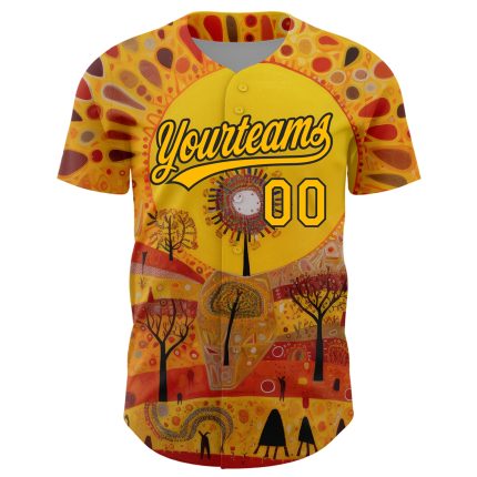 Personalized Gold Black 3D Painting Baseball Jersey Custom Artwork Design Personalized Gold Black 3D Abstract Painting Baseball