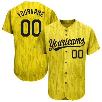 Custom Gold Black 3D Baseball Jersey for Men - Personalized Sports Apparel Personalized Gold Black 3D Baseball Jersey 2