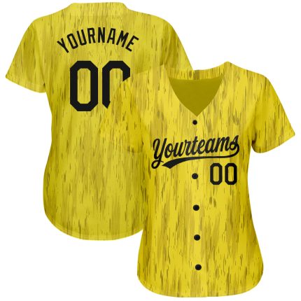 Custom Gold Black 3D Baseball Jersey for Men - Personalized Sports Apparel Personalized Gold Black 3D Baseball Jersey 2