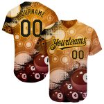 Personalized Gold Black 3D Billiards Jersey - Custom Baseball Jersey for Fans Personalized Gold Black 3D Billiards Baseball