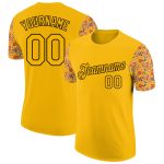 Personalized 3D Gold Black Pizza T-Shirt for Food Lovers, Performance Fabric Personalized Gold Black 3D Food Pizza Performance