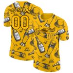 Custom Oktoberfest Beer Festival Performance T-Shirt in Gold and Black - 3D Design Personalized Gold Black 3D Oktoberfest