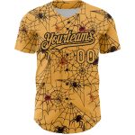 Custom Name Number Authentic Baseball Jersey with 3D Gold Black Spider Web Design - Personalized Team Apparel Personalized