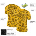 Custom Tiger T-Shirt with Personalized Gold Black 3D Pattern Design - Team Name and Number Performance Shirt Personalized