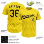 Custom Gold Black 3D Pattern Softball Jersey with Name and Number - Personalized Unisex Two-Button Design Personalized Gold