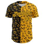 Custom Gold and Black 3D Pumpkin Halloween Baseball Jersey for Rave Events Personalized Gold Black 3D Rave Halloween Pumpkin