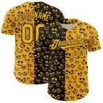 Custom Gold and Black 3D Pumpkin Halloween Baseball Jersey for Rave Events Personalized Gold Black 3D Rave Halloween Pumpkin