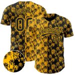 Personalized Gold Black 3D Hawaii Palm Trees Baseball Jersey for Men Women Personalized Gold Black 3D Tropical Hawaii Palm