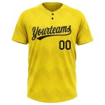 Personalized 3D Gold Black Unisex Softball Jersey - Custom Two-Button Design Personalized Gold Black 3D Two-Button Unisex