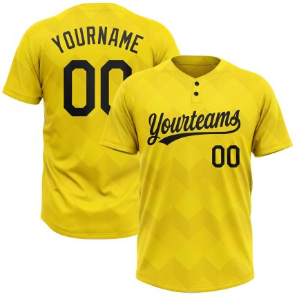 Personalized 3D Gold Black Unisex Softball Jersey - Custom Two-Button Design Personalized Gold Black 3D Two-Button Unisex