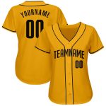 Custom Personalized Black Gold Baseball Jersey with Name and Number - Authentic Team Gear Personalized Gold Black Authentic