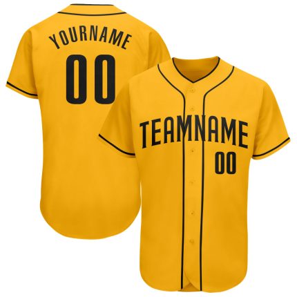 Custom Personalized Black Gold Baseball Jersey with Name and Number - Authentic Team Gear Personalized Gold Black Authentic