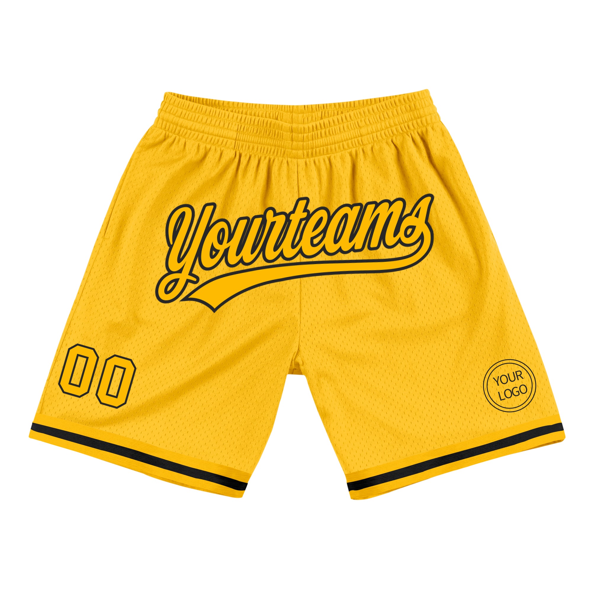 Custom Name and Number Authentic Gold Black Basketball Shorts - Personalized Team Style Personalized Gold Black Authentic