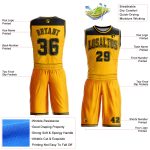 Personalized Gold Black Sublimation Basketball Jersey Suit - Round Neck Design Personalized Gold Black Color Block Round