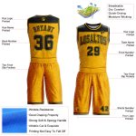 Personalized Black Gold Color Block Basketball Jersey Round Neck Suit Personalized Gold Black Color Block Round Neck Sublimation