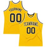 Custom Team Name Number Basketball Jersey - Personalized Gold Black-Cream Authentic Throwback Personalized Gold Black-Cream