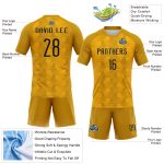 Personalized Gold Black Geometric Volleyball Jersey, Custom Sublimation Uniform Personalized Gold Black Geometric Shape Sublimation