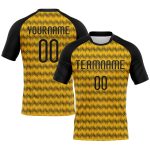 Personalized Gold Black Geometric Volleyball Jersey Uniform - Custom Sublimation Design Personalized Gold Black Geometric