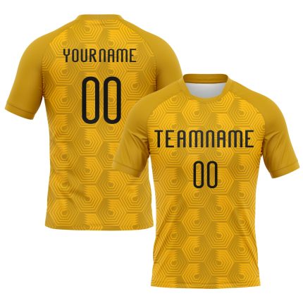 Personalized Gold Black Geometric Volleyball Jersey, Custom Sublimation Uniform Personalized Gold Black Geometric Shape Sublimation