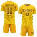 Personalized Gold Black Geometric Soccer Jersey Uniform with Sublimation Design Personalized Gold Black Geometric Shapes